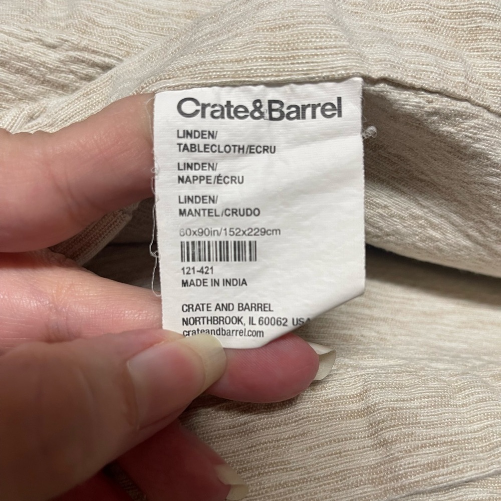 Crate & Barrel Linden Ecru Tablecloth - Picture 7 of 8